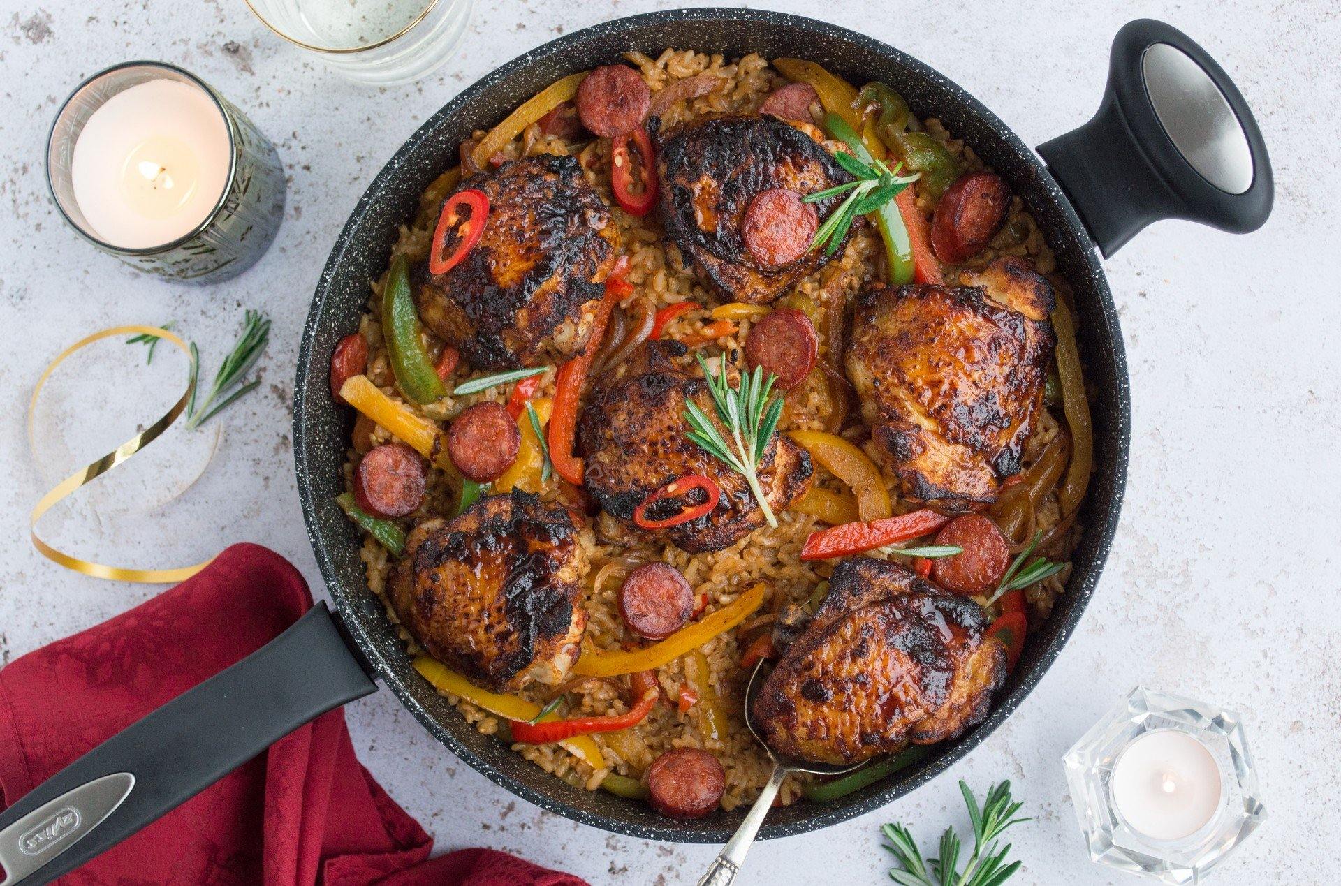 Easy one-pot chicken, chorizo & rice