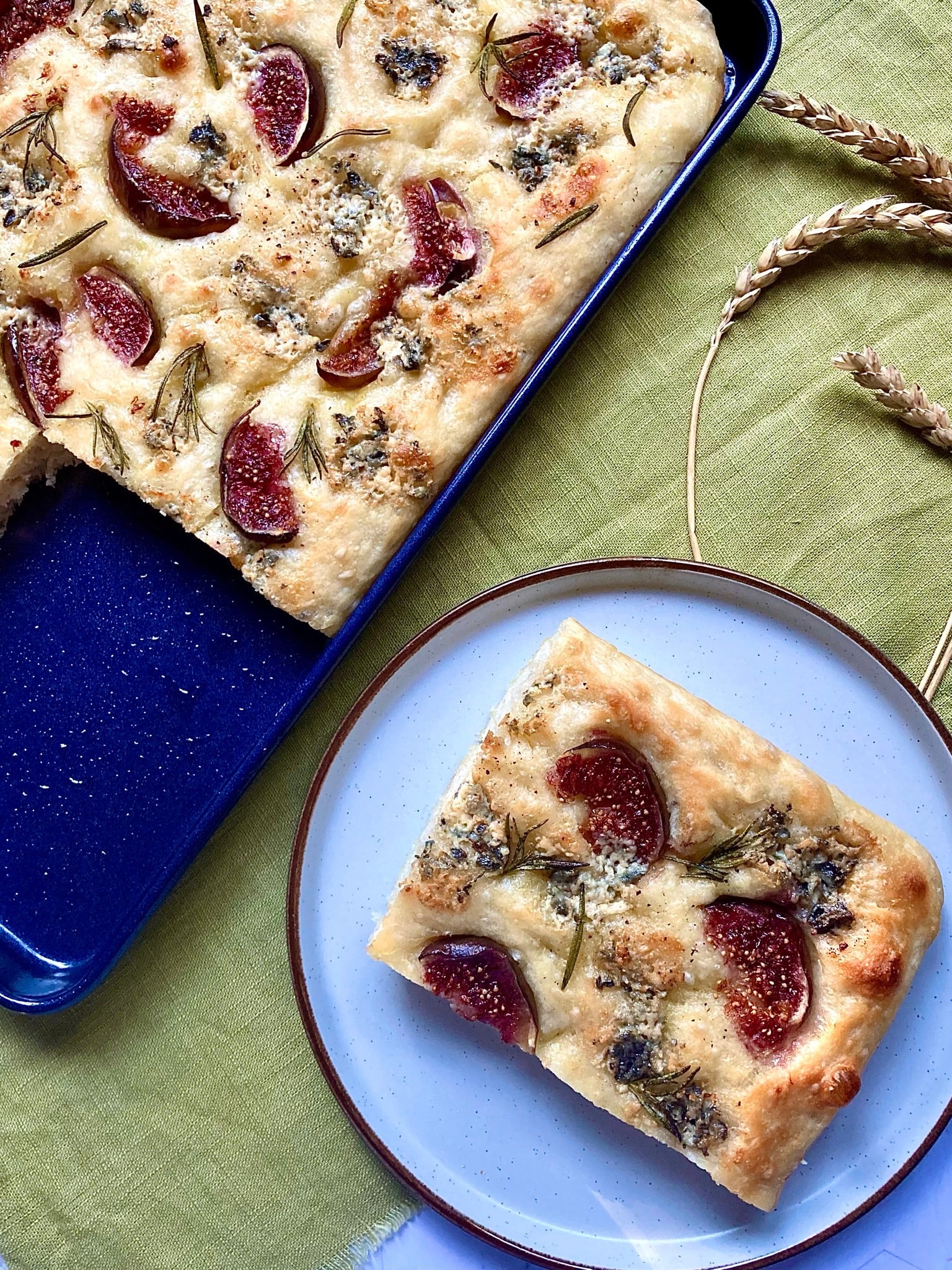 Sofia Gallo's No-knead figs, blue cheese and rosemary focaccia bread