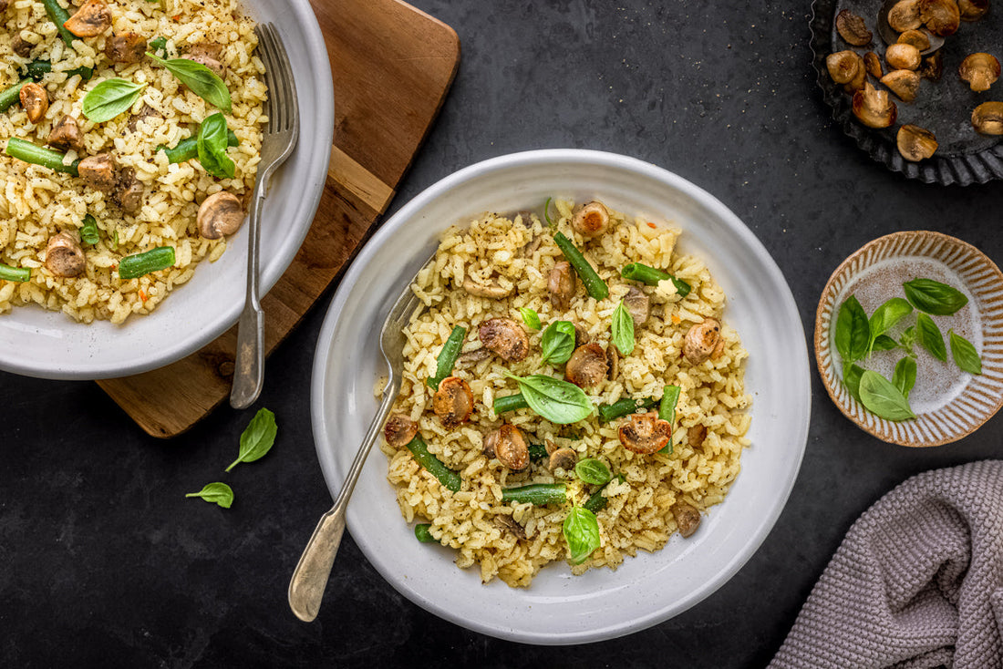 Green Beans and Mushroom Risotto
