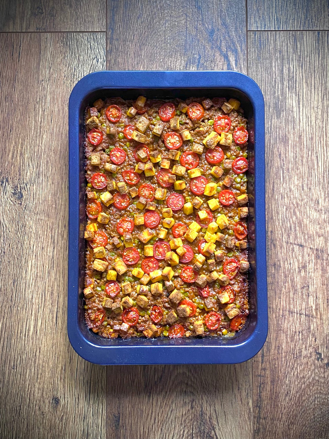 Keema Gratin served with a Kachumber salad
