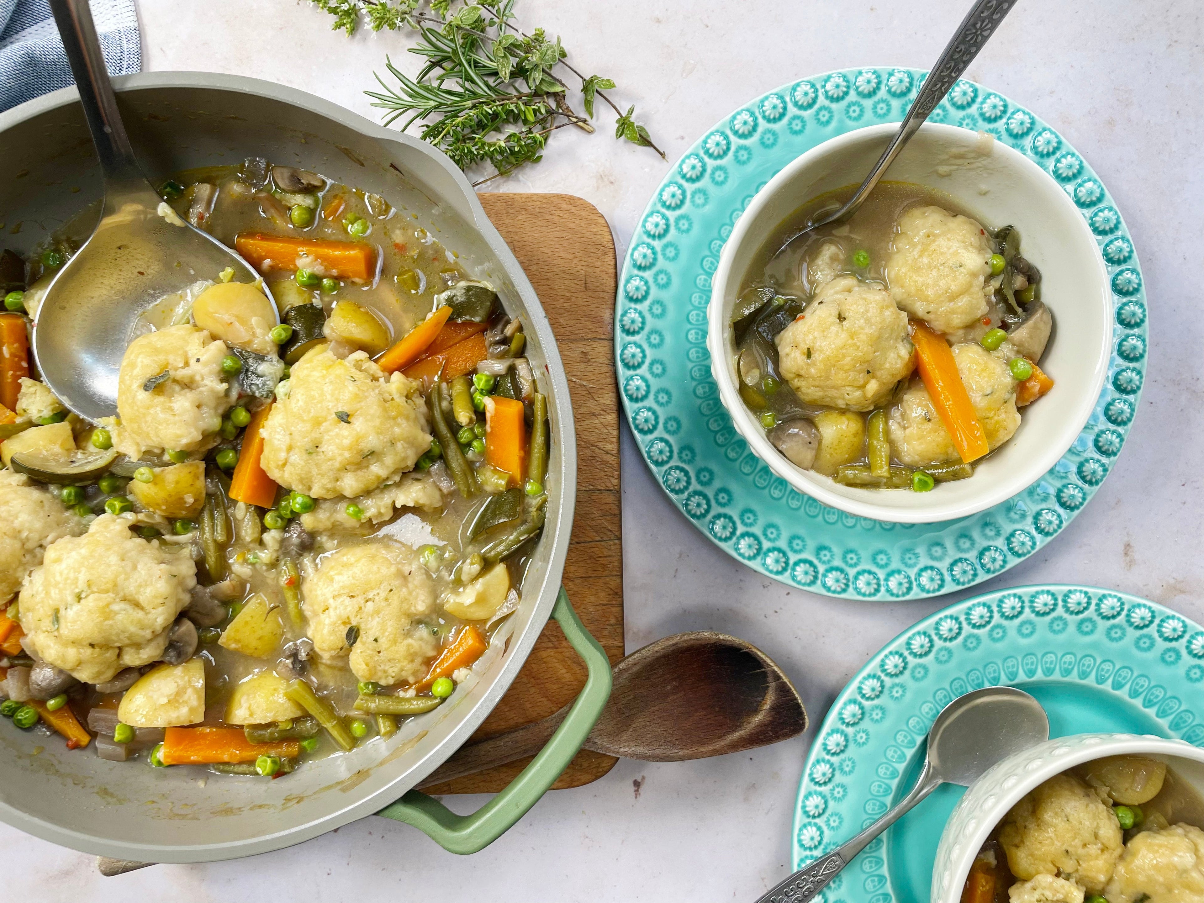 Vegetarian Stew with Cheesy Dumplings